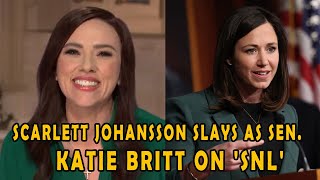 Scarlett Johansson Nails GOP Spoof Sen Katie Britts SOTU Rebuttal on SNL [upl. by Anelec]