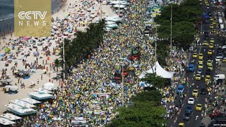 Brazilian protesters call for President Dilma Rousseffs impeachment [upl. by Nylesaj]