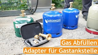 Gasflasche selbst befüllen an Gastankstelle  Wiederbefüllbare Propanflaschen im Ausland füllen [upl. by Akeim]