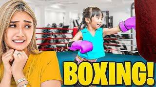 Our 4 Year Old Daughter Tries Boxing with MMA Champions [upl. by Zetes]