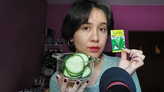 👅Asmr comiendo pepino y pulparindoASMR extra crujiente🥒🌶🍋 [upl. by Yeldah]