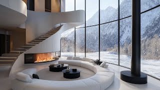 Cozy Apartment Watching Winter Snow Fall  Crackling Fireplace amp Peaceful Space [upl. by Hebert506]