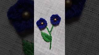 Raised cup stitch flower embroideryhand embroidery youtubevideoshorts [upl. by Imij]