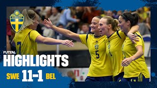 Highlights futsal dam  Sverige–Belgien 11–1  Överlägsen seger framför rekordpublik [upl. by Siron]