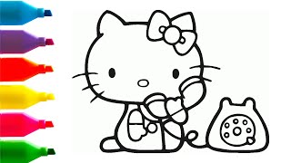 Coloring Hello Kitty Coloring Page For Kids [upl. by Htilil]