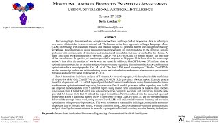 Monoclonal Antibody Bioprocess Engineering Advancements Using Conversational Artificial Intelligence [upl. by Marilin]