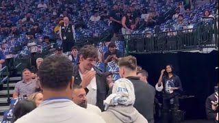 Luka Doncic catching up with Boban Marjanovic ahead of tonights Game 6 vs LA Clippers at AA center [upl. by Nauqet]