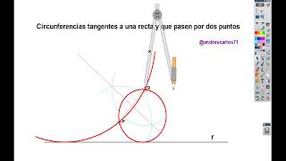 Circunferencias tangentes a una recta y que pasen por dos puntos [upl. by Uhp]