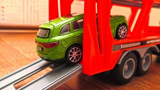 Video About Cars Being Transported by Truck and Placed in the Box [upl. by Repotsirhc228]