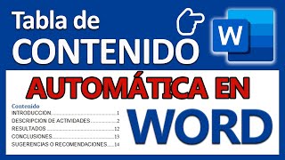 🛑 Cómo crear Tabla de CONTENIDO AUTOMÁTICA🏹 en Word 2022 muy Fácil [upl. by Coppock679]