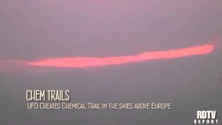 CHEM TRAILS UFO Leaves Chem Trail above Europe [upl. by Morley130]