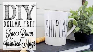 DIY Rae Dunn Inspired Mugs  Dollar Tree Craft [upl. by Janie]