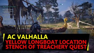 AC Valhalla Yellow Longship Location in Swamp  Stench of Treachery Quest [upl. by Imik]