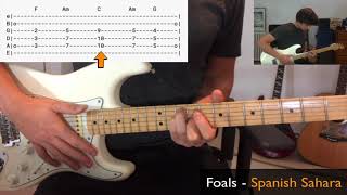 FOALS  SPANISH SAHARA  Guitar Tutorial  Guitar Solo [upl. by Idelson]