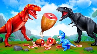 Black Trex vs Red Trex for Giant Meat Funny Dinosaurs Comedy Cartoons  Jurassic Park Videos [upl. by Verda170]