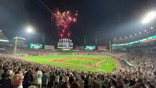 White Sox Yasmani Grandal home run vs the Cubs  scoreboard exploding at Comiskey Park￼ in Chicago ￼ [upl. by Stclair]