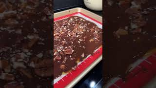 Toffee Dark Chocolate Bar and Pecan recipe food dessert chocolatebar [upl. by Airretnahs]