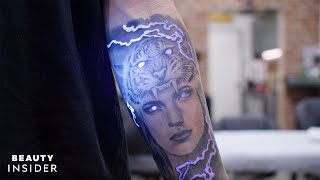 Tattoo Artist Specializes In Realistic UVLight Tattoos  Beauty Insider [upl. by Aikahc]