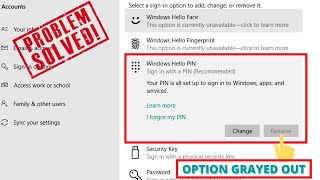 Fix Windows 10 Cant Remove Windows Hello Pin Error [upl. by Saffian]