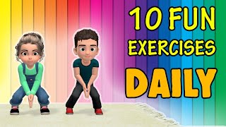 10 Fun Daily Exercise For Kids To Do At Home [upl. by Torrin492]