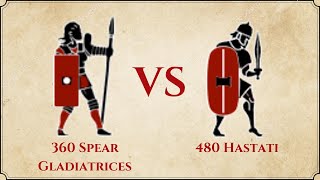 ROME II Total War  360 Spear Gladiatrices VS 480 Hastati [upl. by Pufahl]