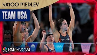 Team USA DROPS THE HAMMER with world record in womens 4x100 medley relay final  Paris Olympics [upl. by Vivl]