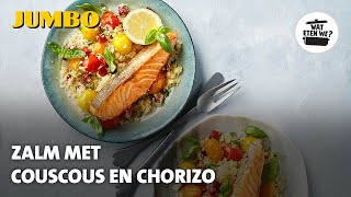 Wat eten we Zalm met couscous en chorizo [upl. by Zoellick]