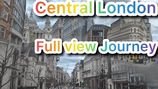 Central London Bus Journey Trafalgar square to Aldgate East complete street view buildings structure [upl. by Yonah]