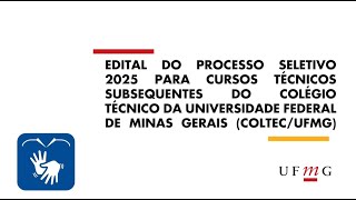 Edital Coltec SubSequente 2025 [upl. by Eessej]