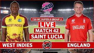 ICC T20 World Cup 2024 Live England vs West Indies Live  ENG vs WI Live Scores amp Commentary [upl. by Caves489]