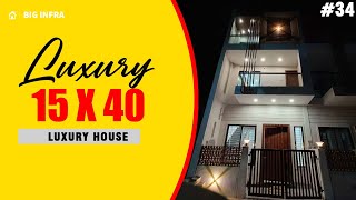 15 X 40 House Plan Luxury Duplex House Design [upl. by Vasos615]