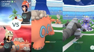 Evolution Camerupt Pokémon Go Gym Battle Camerupt Aggron vs Cacturne Torkoal amp Exploud [upl. by Miarfe987]