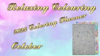 Relaxing Colouring  October  2024 Coloring Planner by Sarah Renae Clark Speed Art Timelapse [upl. by Ponzo27]