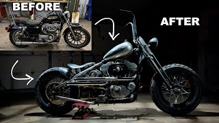 Harley Davidson Sportster to Hardtail Bobber Fabrication Build in 20 Minutes [upl. by Darb]