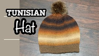 CROCHET  Tunisian Crochet Hat  How to Crochet [upl. by Adnohsirk]