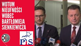 Wotum nieufności wobec Bartłomieja Sienkiewicza Konferencja posłów PiS [upl. by Carilla]