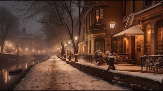 Snowy Riverside Nighttime Ambience with Wind and Snow Footsteps [upl. by Laspisa28]