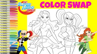 DC Super Hero Girls Coloring Book Page Color Swap Harley Quinn and Poison Ivy [upl. by Dawes]