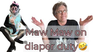 Can maw maw change a monkeys diaper 🤣monkeys [upl. by Erica140]