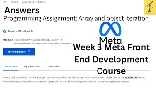 Programming Assignment Array and object iteration Week 3  Cousera  Meta Front End Certificate [upl. by Swenson]