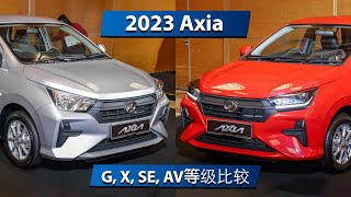 2023 Perodua Axia  G RM386k vs X RM40k vs SE RM44k vs AV RM495k [upl. by Delly]