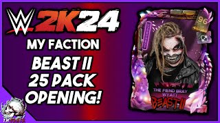 INSANE BEAST II 25 PACK OPENING WWE 2K24 MyFaction [upl. by Enyallij]