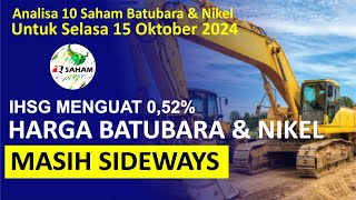 Analisa Saham Batubara 15 Oktober  PTBA ABMM KKGI INDY BUMI TINS AMMN INCO MBMA NCKL [upl. by Nightingale]