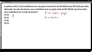 Uma confeiteira tem um gasto mensal fixo de R 60000 mais R 1000 por bolo fabricado [upl. by Risser]