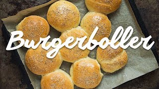 Verdens bedste burgerboller  Opskrift på lækre og luftige burgerboller [upl. by Lole538]