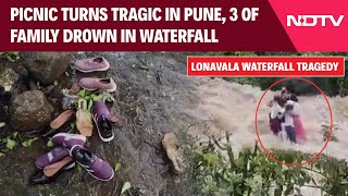 Lonavala Waterfall Accident Latest News  Picnic Turns Tragic 3 Of Family Drown 2 Children Missing [upl. by Chouest872]