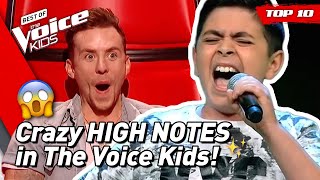 TOP 10  OUTSTANDING HIGH NOTES in The Voice Kids 😱 part 3 [upl. by Yllier647]