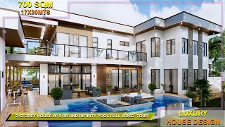 Luxury 2 Storey Modern House Design with 5 Bedrooms  Infinity Swimming Pool and Full Video Tour [upl. by Hyozo]