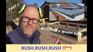 Building a flat roof using a warm roof method PART2 FITTING DECK AND ROOF LIGHT CURBS [upl. by Einttirb]