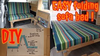 Van conversion BED Folding sofa bed DESIGN DIY and EASY [upl. by Akeenahs]